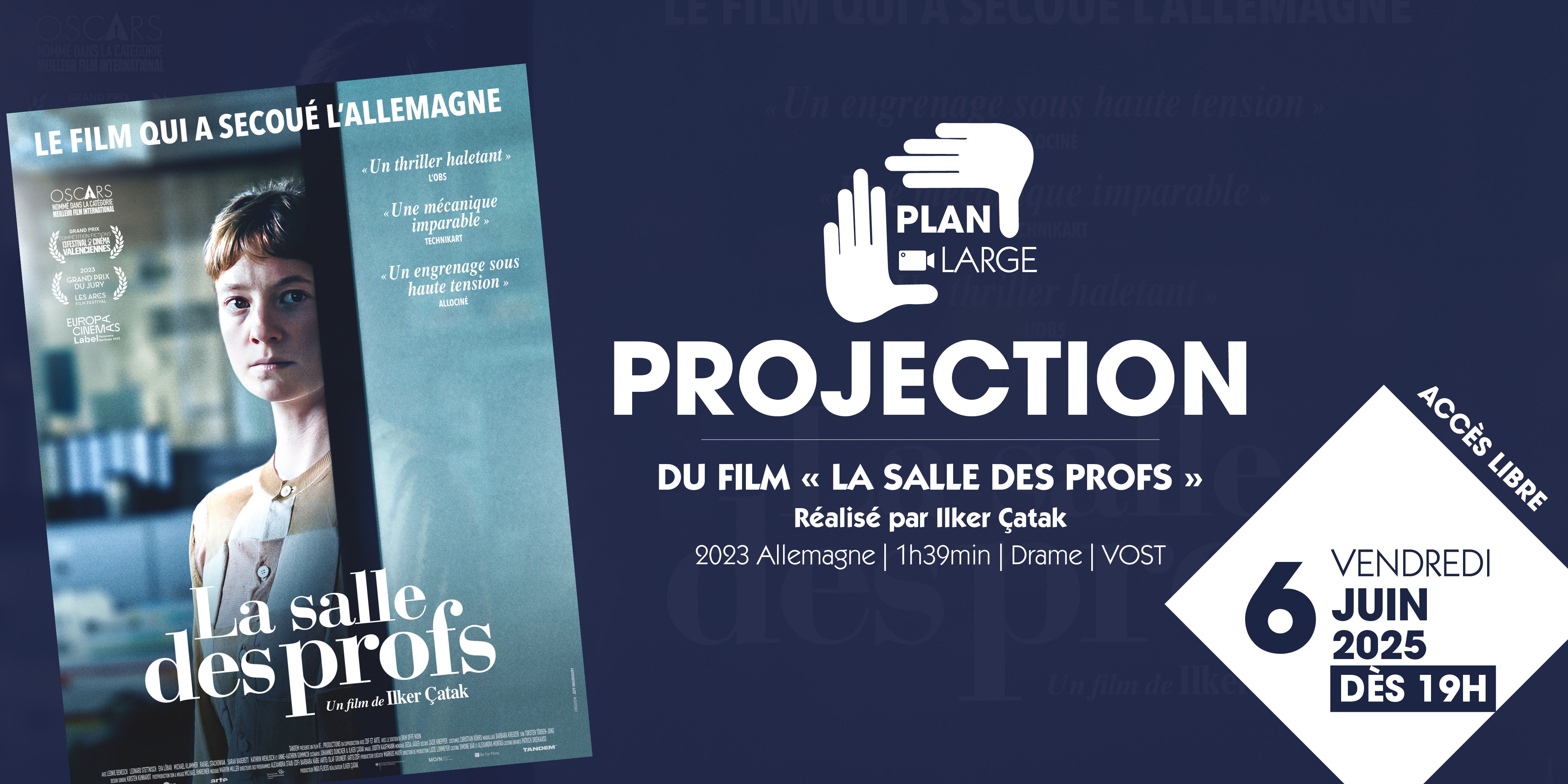 PLAN LARGE : PROJECTION DU FILM  " la salle des profs"